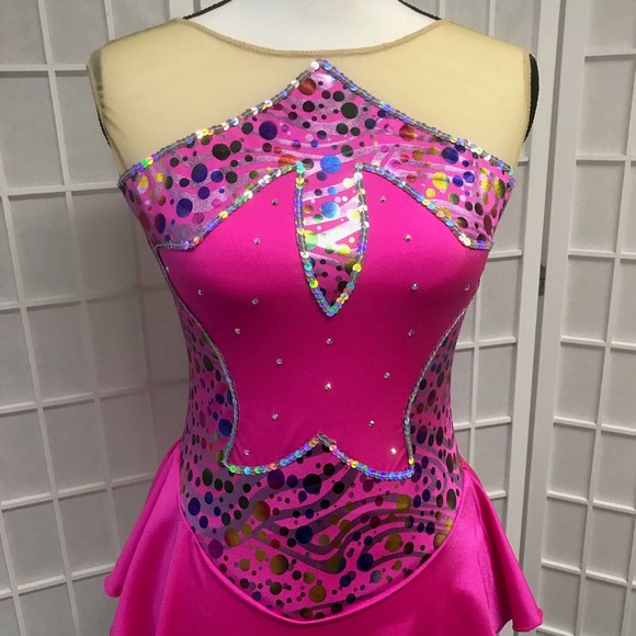 Pink Competition Figure Skating Dress - Picture 4 of 4